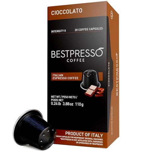 Bestpresso Coffee for Nespresso Original Machine 120 pods Certified Genuine Espresso Chocolate Blend (Medium Intensity) Pods Compatible with Nespresso Original 60 Days Satisfaction Guarantee