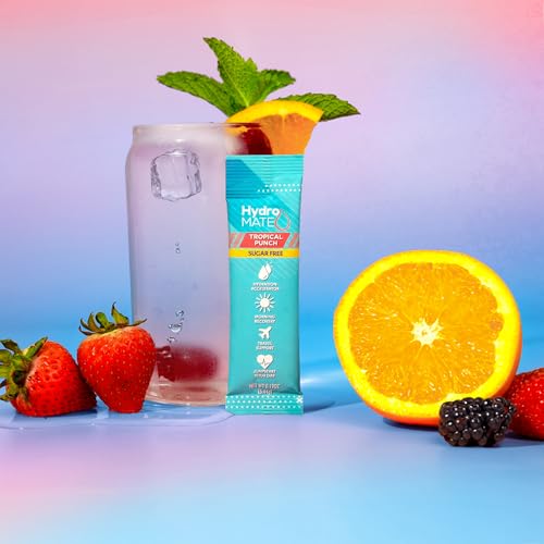 Image of Electrolyte Powder Sugar-Free Hydration Packets Tropical Punch HydroMATE 30 Sticks