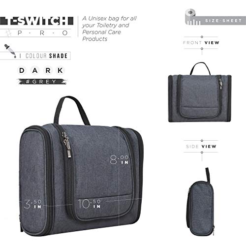 Image of FATMUG Travel Toiletry Kit Organizer Hanging Dopp Kit for Men Large Cosmetics Pouch for Women-D Grey