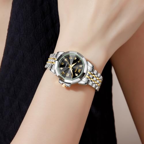 Image of OLEVS Womens Watch Fashion Diamond Analog Gifts Watches for Ladies Quartz Stainless Steel Casual Roman Waterproof Luminous Calendar Wristwatch