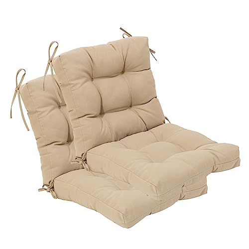 Image of QILLOWAY Outdoor Chair Cushion for Patio Furniture, Waterproof Patio Cushions Set of 2 with Ties, Fade Resistant Replacement Pads for Outdoor Rocking Chairs,Beige,Sand,Camel