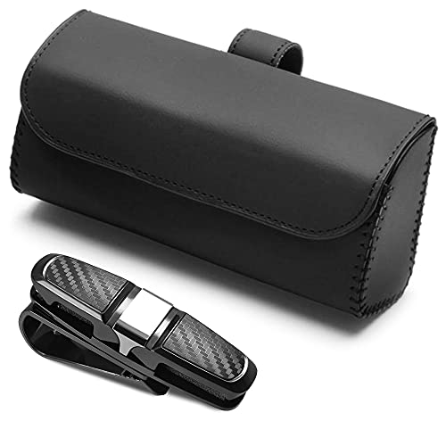 AIFUDA Brillenorganizer Box & Brillenhalter Clip für Auto Sonnenblende, Leder...