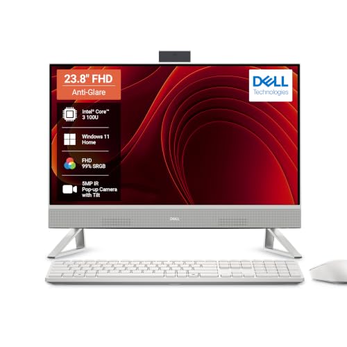 Image of Dell 24 AIO, 23.8 inch Anti-Glare FHD Infinity Display, 14th i3, 8GB DDR5, 512GB SSD, Intel Graphics, MSO 2024+O365 Basic, Wireless Keyboard Mouse, Pearl White, 3Yrs Warranty, 1Yr McAfee LiveSafe