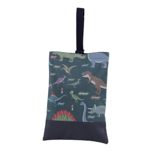 シューズケース 女の子 男の子 ダイナソー 大きめ 入園準備 入学準備 幼稚園 保育園 入園 入学 通園通学 月曜バッグ (モスグリーン)