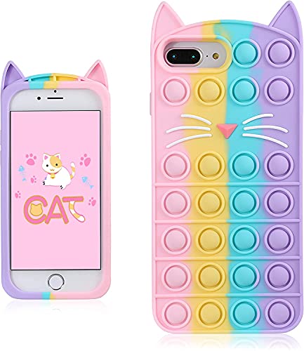 iPhone 6Plus 6sPlus 7Plus 8Plus Phone Case with Fashion Kawaii Rainbow Cat Fidget Toy Soft Silicone Phone Case for Girls & Children’s iPhone (for iPhone 6Plus 6sPlus 7Plus 8Plus 5.5 )