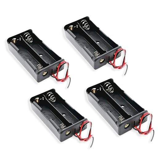 SP Electron Pack of 4 Pcs18650 Lithium Battery Holder Case/Mount/Socket DIY KIT for 3.7V Battery Dual Storage Slots for Power Supply