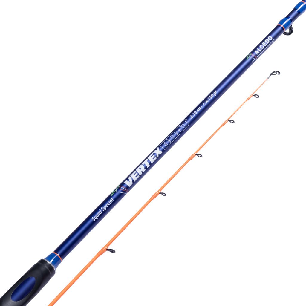 ALCEDO Vertex Boat Canna da Pesca Barca in Carbonio, 2 Sezioni, Vetta Sensibile, Placca Ergonomica, per Bolentino Leggero e Pesca Cefalopodi