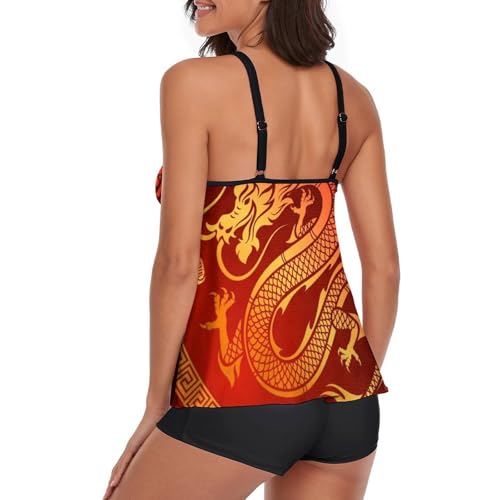 Ensemble bikini avec short de garçon couvrant pour silhouette sublimée en rouge - 3