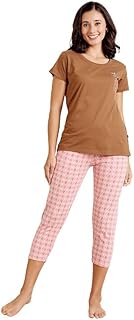 bodycare Women's Cotton Printed T-Shirt and Capri Set | Soft & Breathable Nightwear | Short Sleeves | Loungewear Co-Ord Set BSCS16023-picture-41