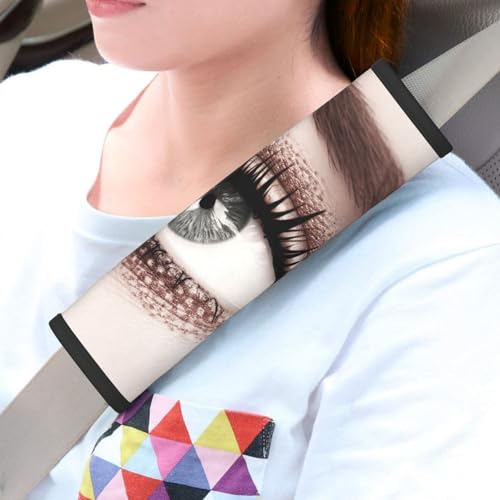 LHDGBWC 2 cuscinetti per cintura di sicurezza per auto, universali, copertura per cintura di sicurezza per ciglia, colore bianco, per cinture di sicurezza, accessori interni auto