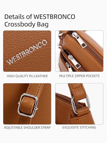 Image of WESTBRONCO Crossbody Bags for Women, Medium Size Shoulder Handbags, Satchel Purse with Multi Zipper Pocket