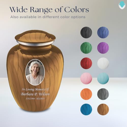 Image of Geturns - Adult Cremation Urns for Human Ashes I Large Photo Funeral Urn for Men and Women I 200 lbs (Pearl Gold)