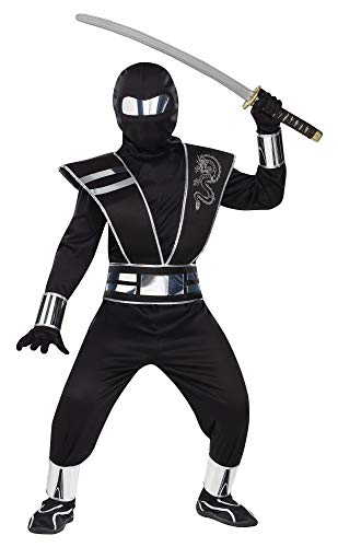 Fun World Mirror Ninja Silver Costume, Medium 8 - 10, Multicolor
