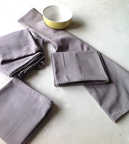 Image of TARAN LIVING Hand Towels 100% Cotton Solid Kitchen Dish Cloths 18 inchx 28 inch, Grey, Pack of 6 Decor Kitchen Hand Towel Reusuable Dish Towel for Cleaning & Drying Tea Towels Set with Hanging Loop