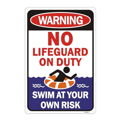 Señal No Lifeguard on Duty 12x8 pulgadas aluminio miniatura 1