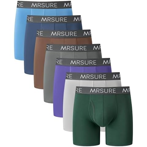 MrSure Men's Underwear Boxer Briefs Multipack with Breathable Moisture-Wicking Comfort and Assorted Colors (7 Pack) Cover