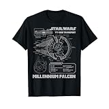 スター・ウォーズ ミレニアム・ファルコン グレー Schematics グラフィックTシャツ Tシャツ