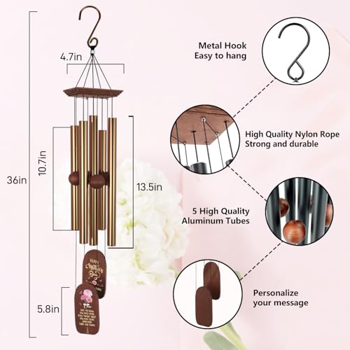 Image of ASTARIN Wind Chimes from Daughter, Personalized Thank You Gifts for Moma Nana New Mother, Women Birthday Gift Wind Chimes Form Lover Friend Child, Surprise Gift for Mom