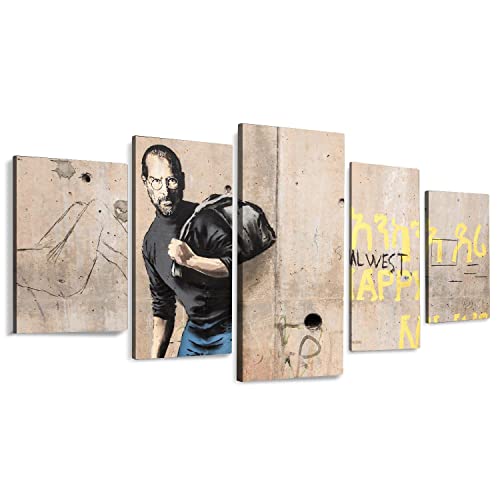 5枚 アートパネル Banksy ポスター バンクシー落書きアート 油絵 絵画 世界名画 複製画 アートパネル アートポスター フレーム 防湿 キャンバスア けやすい インテリア絵画