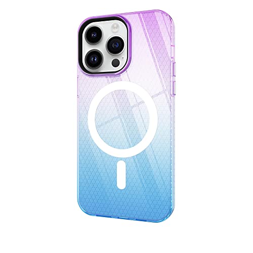 Étui de charge magnétique pour iPhone 12 Pro coque transparente bleu violet