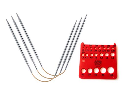 addi CraSyTrio Conjunto longo de 3 (flexíveis) com cordões dourados e calibre de agulha vermelho 10 pol. (26 cm) EUA 11 (8 mm)