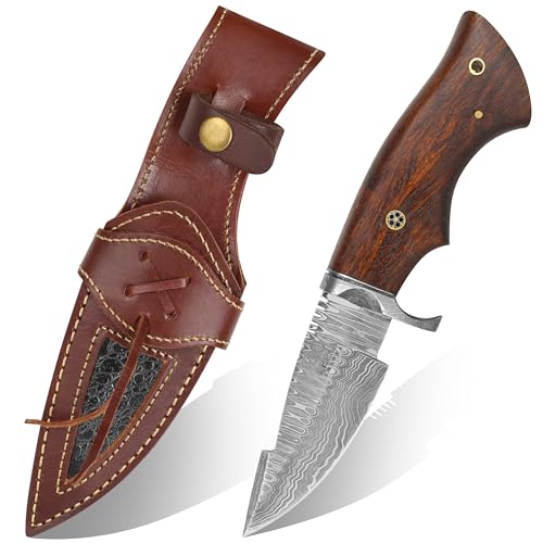 Handmade Carbon Steel Knife - Fixed Blade Full Tang Camping Hunting Bushcraft Knif With Leather Sheath - Utility Outdoor Knives - Scandinavian Sharpening Camp