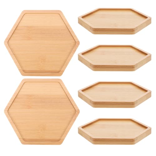 iplusmile 6 Piezas Soporte para Macetas Suculentas De Bambú Platillos para Plantas Bandejas De Drenaje para Suculentas Bonsáis y Macetas De Interior De Bambú