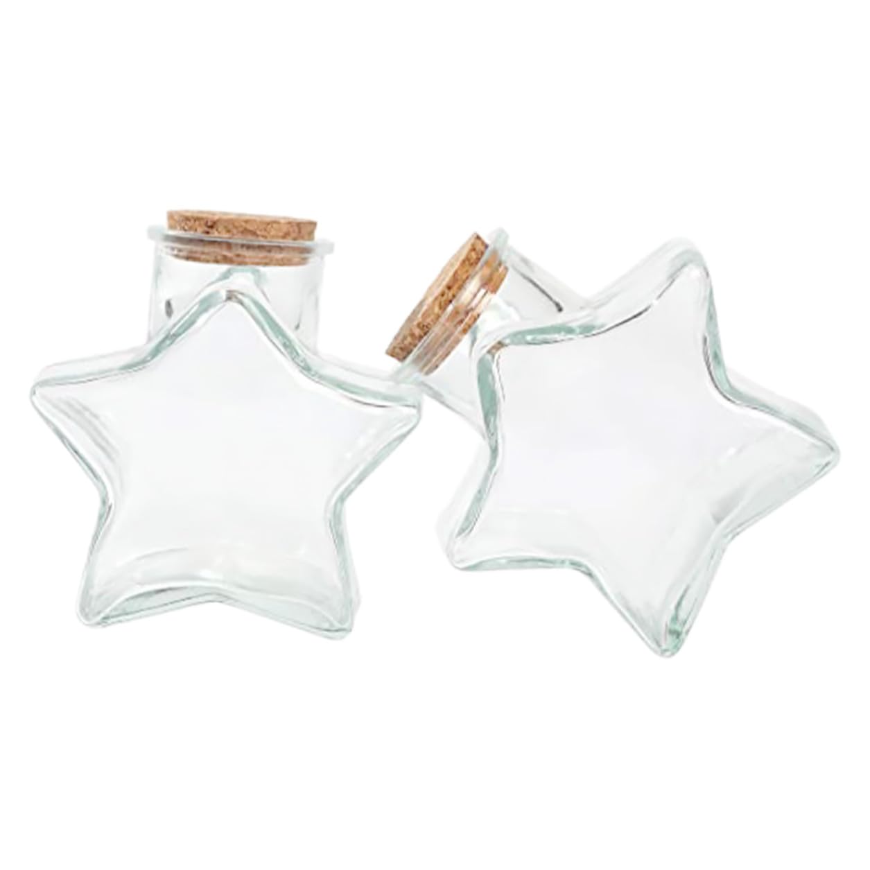 2 pezzi Bottiglie di Vetro con Tappo in Sughero Forma Stella da Barattoli Trasparenti per Messaggi Oli Essenziali e Decorazioni Contenitori Multiuso in Vetro