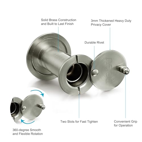 Image of TOGU TG2614YG-SN Brass UL Listed 220-degree Door Viewer with Heavy Duty Privacy Cover for 1-3 /8 inch to 2-1 /6 inch Doors, Brushed Nickel Finish
