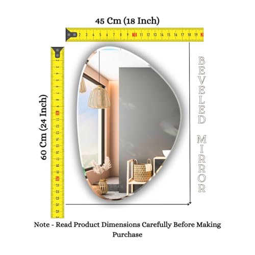 Image of Frameless Pebble Mirror for Wall 18 X 24 Inch /Beveled Glass with Smooth Edges /Mirror for Bathroom /Bedroom /Living Room /Entryway /Dressing Room /Unframed Decorative Mirror | BVM1824A5