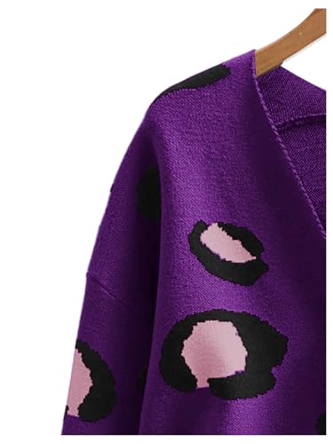 Image of WDIRARA Women's Leopard Tiger Print Cardigan V Neck Long Sleeve Color Block Button Down Sweater Outwear