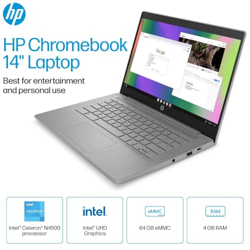 Image of HP Chromebook 14 Laptop for Everyday Schoolwork, Intel Celeron Processor