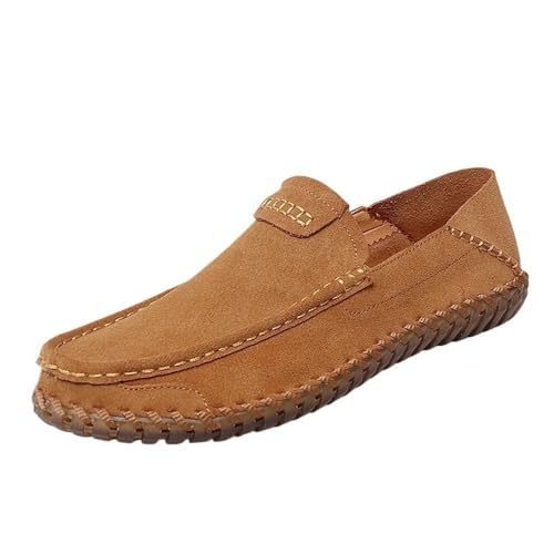 Mens Loafers Slip On Nubuck Leather Round Toe Lightweight Flexible Comfortable Driving Shoes Casual Party - Main Image