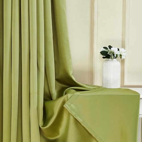 Image of Amazon Basics - Room Darkening Blackout Door Curtains, 100% Room Darkening | 9 Feet |Set of 2| Plain Design | for Living Room and Bedroom | 115cmx 274cm, Color- Green