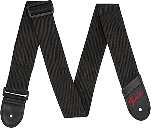 Fender Polyester with Leather Ends Guitar Strap - Red Logo Bundle with Red Strap Blocks and Picks - Image 3