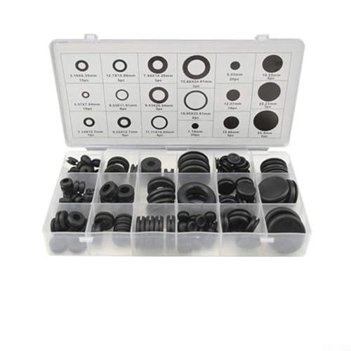 Rubber Grommets 125 Pcs 18 Sizes Assortment Set with for Durable Storage Box for Automotive Industrial Water Oil Seal Repair and Flexible Gasket Replacement