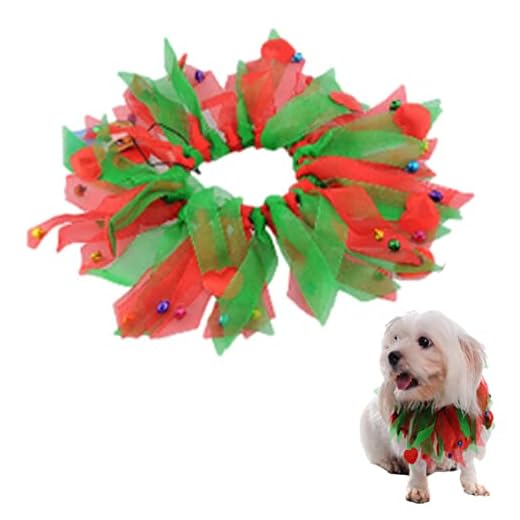 Coleira de cachorro de Natal, coleira de cachorro para meninas | Enfeites de festa para animais de estimação fita ajustável vermelha e verde, para cães grandes e pequenos