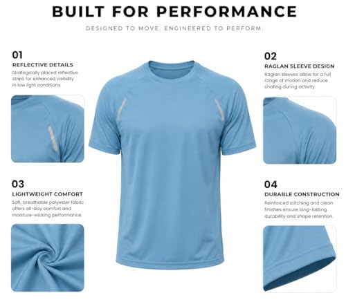Image of Kvetoo Mens Dry Fit Gym T Shirt Quick Dry Sweat Proof Breathable Workout Tee Muscle Fit Athletic Sports T Shirt for Gym Running Training