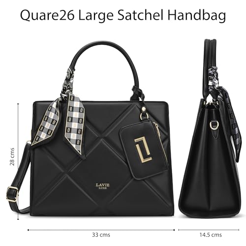 Image of Lavie Luxe Women's Quare26 Extra Large Laptop Satchel Bag | Upto 14 Inch | Satchel Handbag for Work | Ladies Purse | Stylish Shoulder Bag | Gift for Women