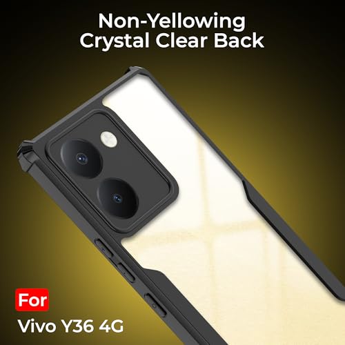 Image of A rtistque Clear Hard Transparent Acrylic Armor Back Cover Case for Vivo Y36 4G | Shockproof TPU Edge Protection | Slim Protective Design | Vivo Y36 Back Cover - Black