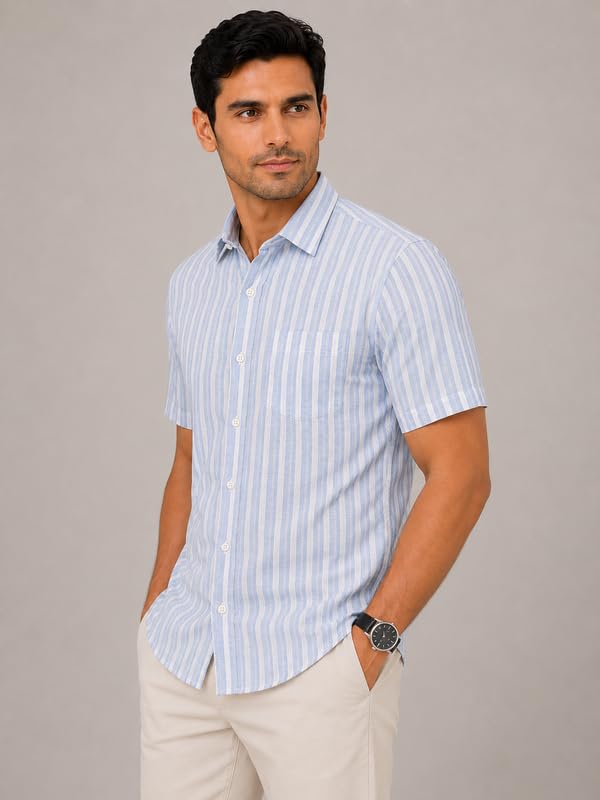Image of MARK & ALBERT Half Sleeves Regular Fit Formal Shirt for Men Grey