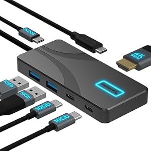 SABRENT Concentrador USB tipo C de 5 puertos con puertos USB 3.2 de 10 Gbps, HDMI 4K a 60 Hz, entrada PD de 100 W, carga de 80 W, 2 puertos USB-A, 2 puertos USB-C, base de aluminio compacta para