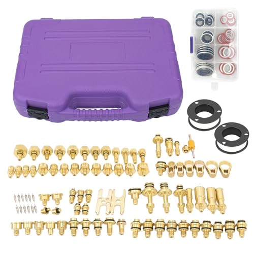 Car Air Conditioning Leak Detector Kit - 78pcs Automotive Air Conditioning Leak Test Kit, Brass AC Leak Detection Tools Connector Repair Kit for Car Truck Auto AC, Air Conditioning Tools & Equipment