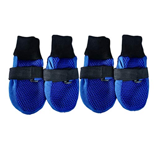 POPETPOP 4 peças de botas para cães de malha respirável com sola de borracha macia protetores de pat