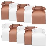 FELTECHELECTR Cajas de Pastel Plegables Pequeñas 10 Piezas Papel Kraft y Cartulina Blanca para Almacenamiento y Transporte de Repostería Portátiles Contenedores de Hojaldre y Golosinas
