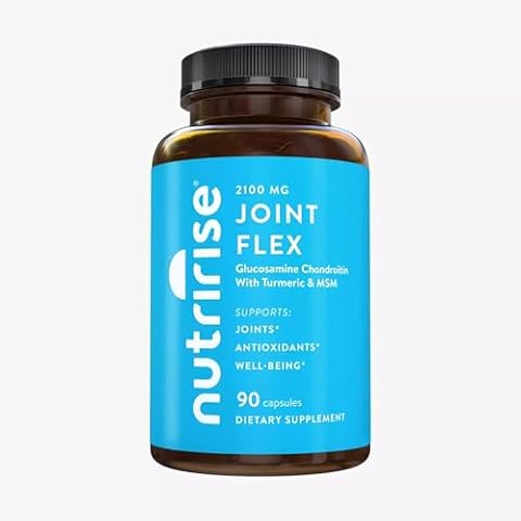 NutriRise Glucosamine Chondroitin Quercetin & MSM with Turmeric Curcumin 2100mg Triple Strength Joint Support Supplement for Women & Men with Boswellia & Bromelain, Gluten Free, Non GMO, 90 Count Cover