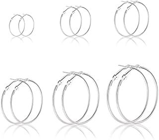 BUREI Big Hoop Earring Set for Women Hypoallergenic Huggie Earrings for Girls Round Hoop Thin Gold Earrings for Birthday Gift