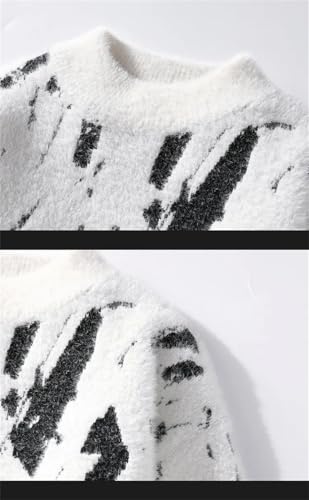 ERFMFKL Men Casual Round Neck Sweaters Oversized Graphic Knitted Jumper Thick Long Sleeves Top2