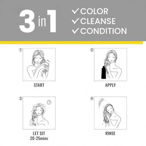 Image of KINGMING Hair Dye Shampoo 3 in 1 for Gray Hair (Deep Black)