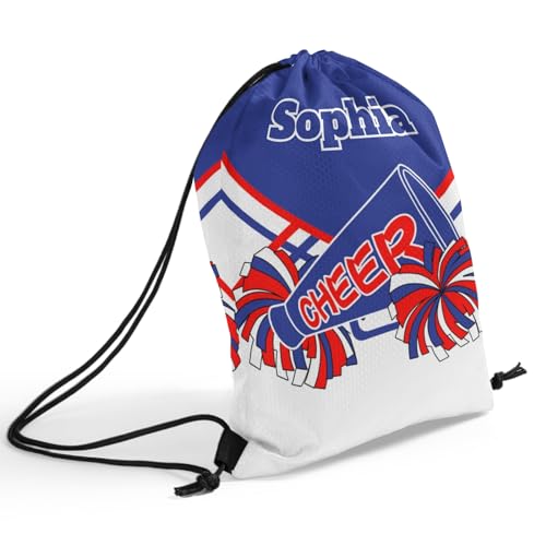 Cheerleader Blue Red Personalized Drawstring Bag Backpack Sackpack String Bag Cinch Water Resistant Oxford for Gym Yoga Sport4